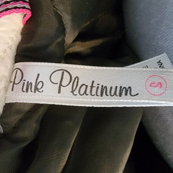 Pink platinum Bomber Jacket Army Green Faux Fur Hood Size Small Junior - Picture 12 of 15